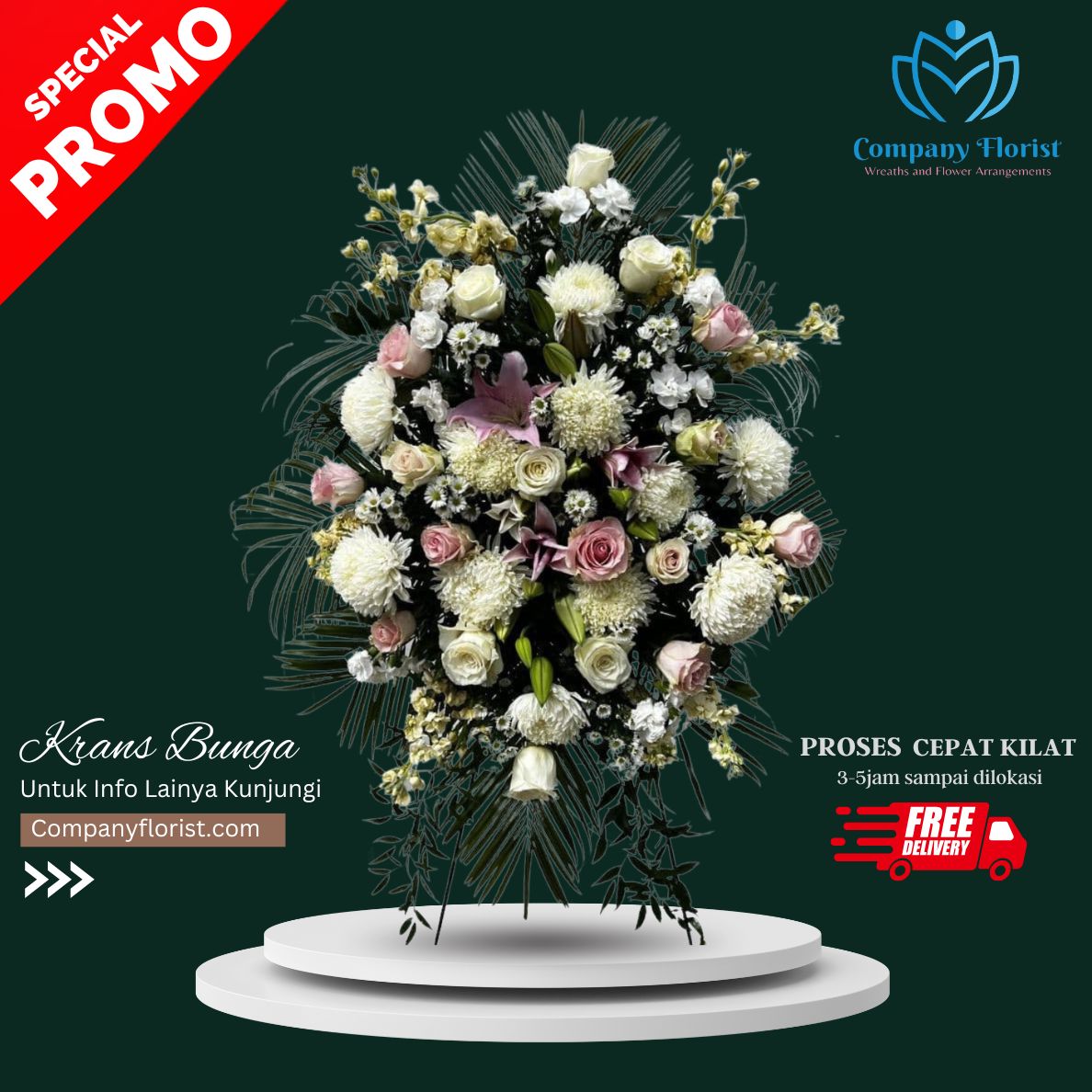 White Harmony Condolence Wreath – Company Florist